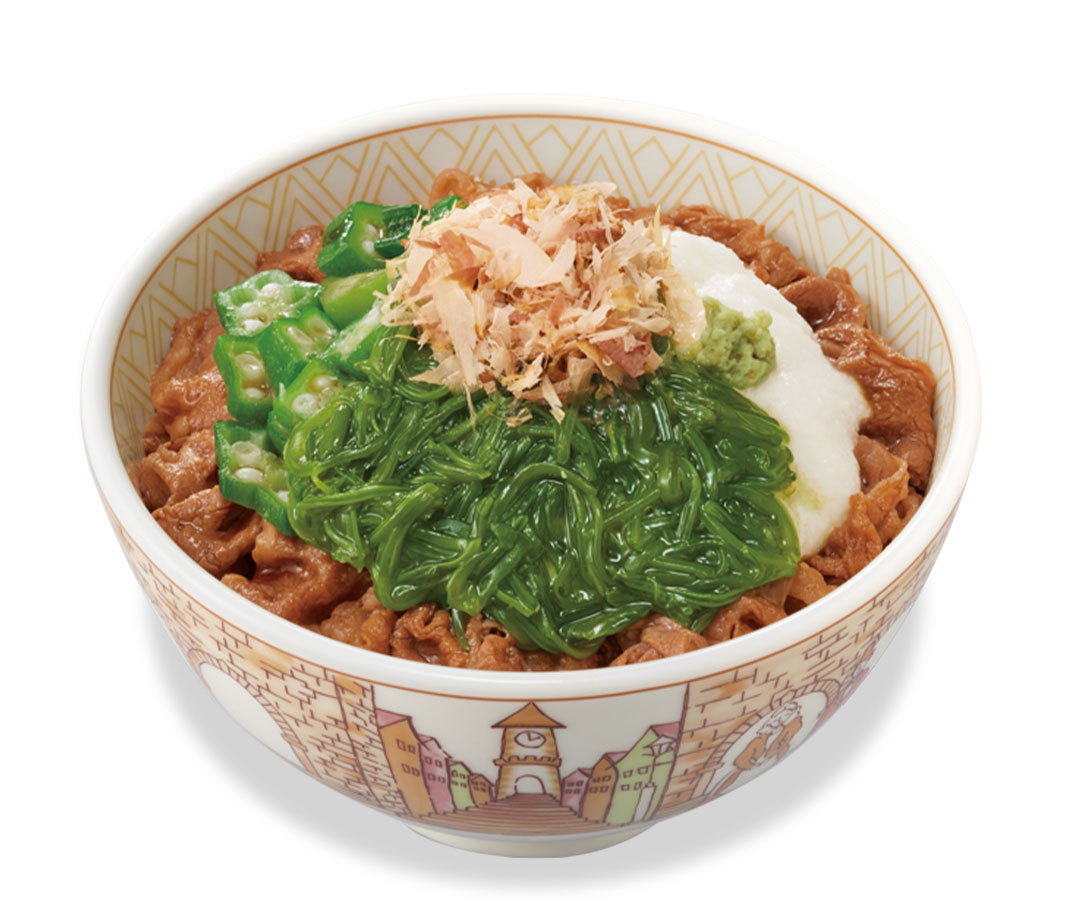 山かけめかぶオクラ牛丼